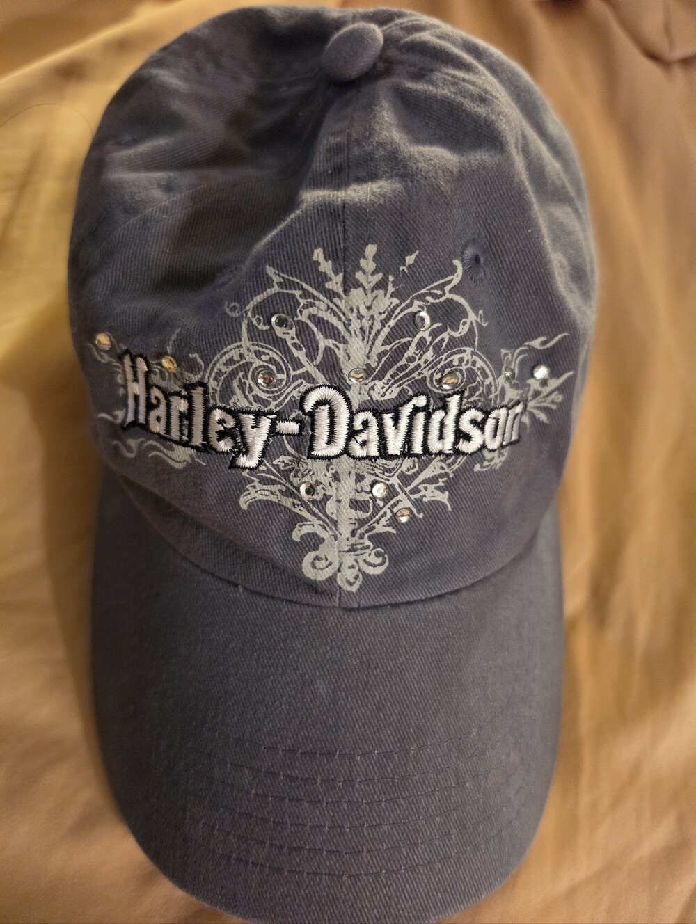 Harley-Davidson Gray Rhinestones Embroidered Sturgis SD Logo Hat